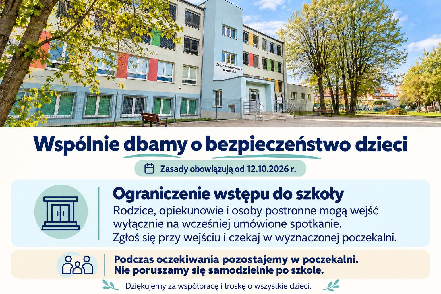 Nowe zasady wstępu do Szkoły Podstawowej nr 5 w Zgorzelcu
